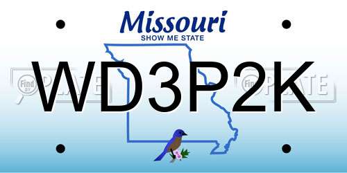 WD3P2K Missouri License Plate