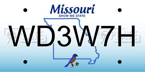 WD3W7H Missouri License Plate
