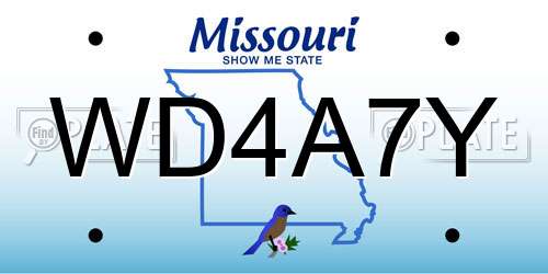 WD4A7Y Missouri License Plate