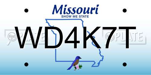 WD4K7T Missouri License Plate