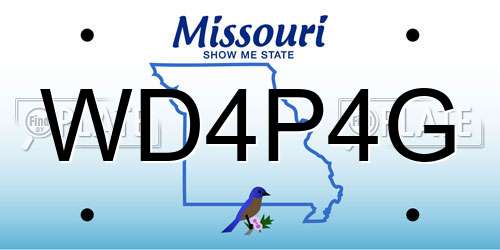 WD4P4G Missouri License Plate