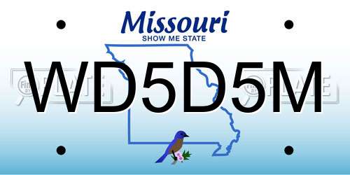 WD5D5M Missouri License Plate