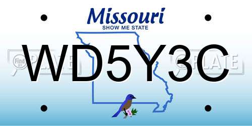 WD5Y3C Missouri License Plate
