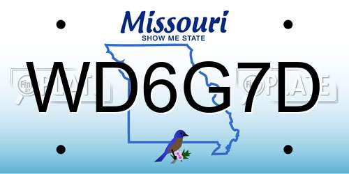 WD6G7D Missouri License Plate