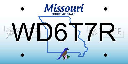 WD6T7R Missouri License Plate