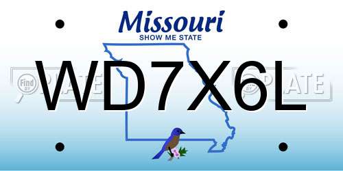 WD7X6L Missouri License Plate