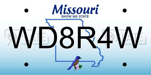 WD8R4W Missouri License Plate