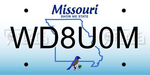 WD8U0M Missouri License Plate