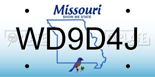 WD9D4J Missouri License Plate