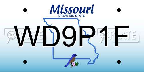 WD9P1F Missouri License Plate