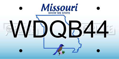 WDQB44 Missouri License Plate