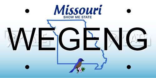 WEGENG Missouri License Plate