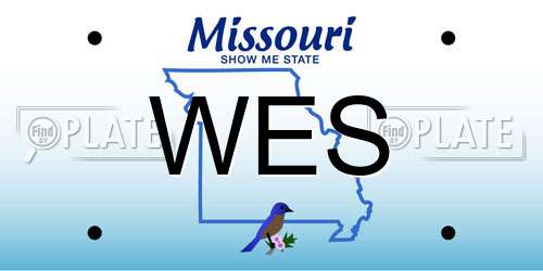 WES Missouri License Plate