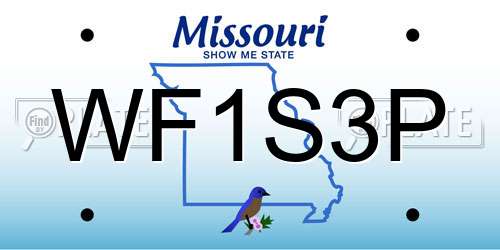 WF1S3P Missouri License Plate