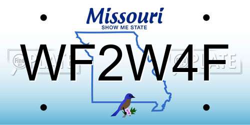 WF2W4F Missouri License Plate