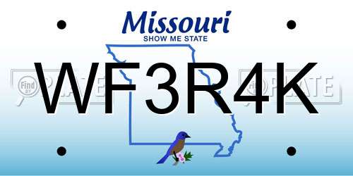 WF3R4K Missouri License Plate