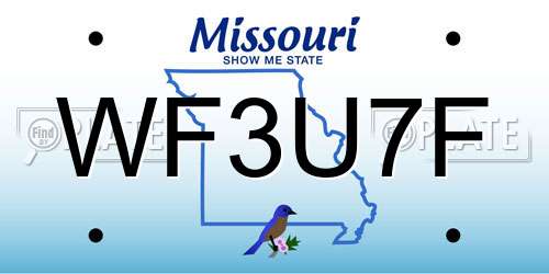 WF3U7F Missouri License Plate