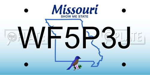 WF5P3J Missouri License Plate