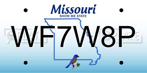 WF7W8P Missouri License Plate