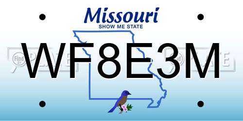WF8E3M Missouri License Plate