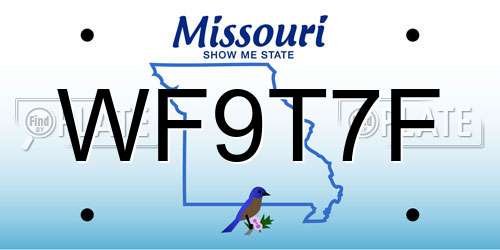 WF9T7F Missouri License Plate