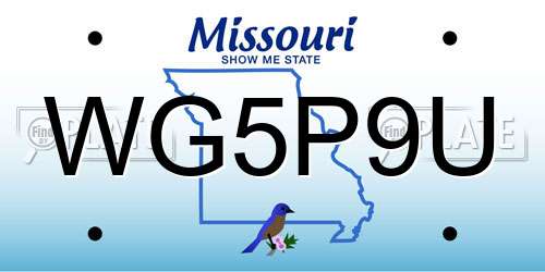 WG5P9U Missouri License Plate