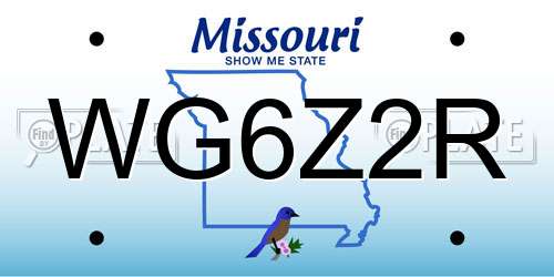 WG6Z2R Missouri License Plate