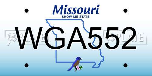 WGA552 Missouri License Plate