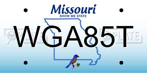WGA85T Missouri License Plate