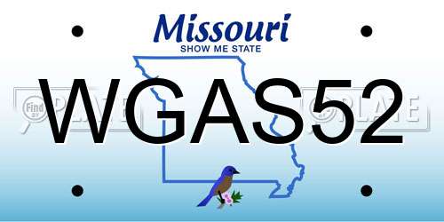 WGAS52 Missouri License Plate