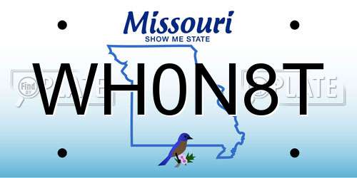 WH0N8T Missouri License Plate