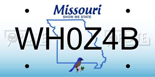 WH0Z4B Missouri License Plate