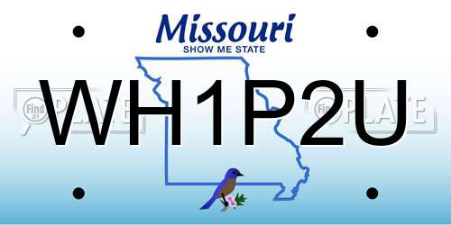 WH1P2U Missouri License Plate
