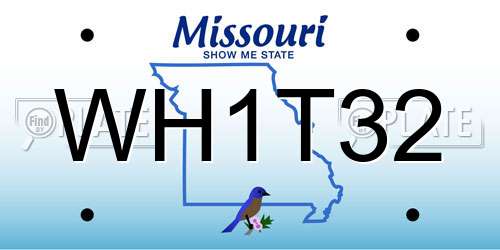 WH1T32 Missouri License Plate