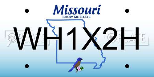 WH1X2H Missouri License Plate