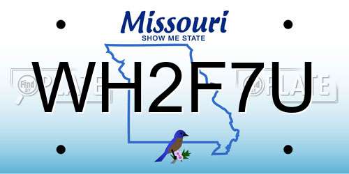 WH2F7U Missouri License Plate