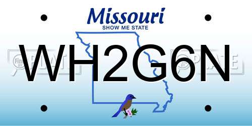 WH2G6N Missouri License Plate