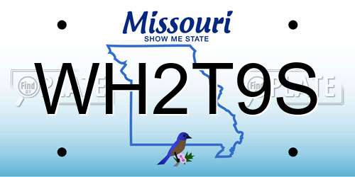 WH2T9S Missouri License Plate