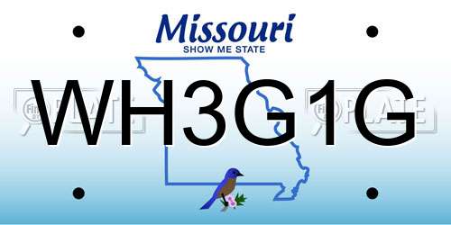 WH3G1G Missouri License Plate