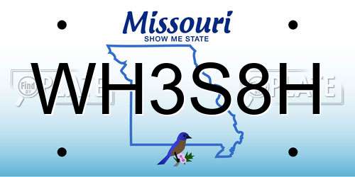 WH3S8H Missouri License Plate