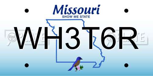 WH3T6R Missouri License Plate