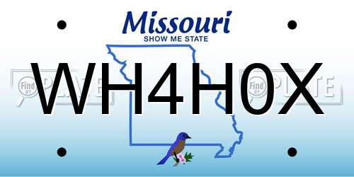 WH4H0X Missouri License Plate