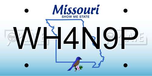 WH4N9P Missouri License Plate