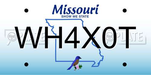 WH4X0T Missouri License Plate