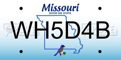 WH5D4B Missouri License Plate