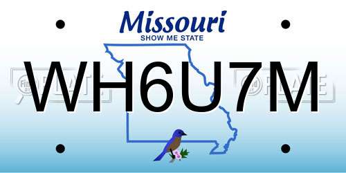 WH6U7M Missouri License Plate
