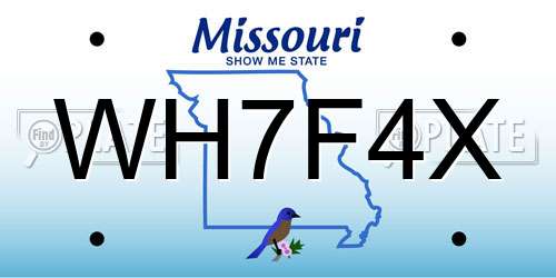 WH7F4X Missouri License Plate