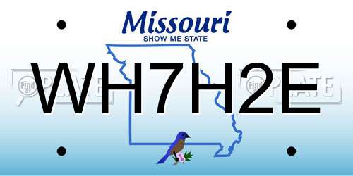 WH7H2E Missouri License Plate