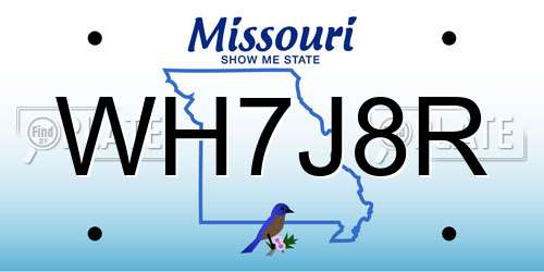 WH7J8R Missouri License Plate