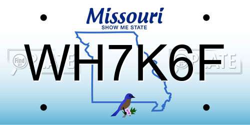 WH7K6F Missouri License Plate